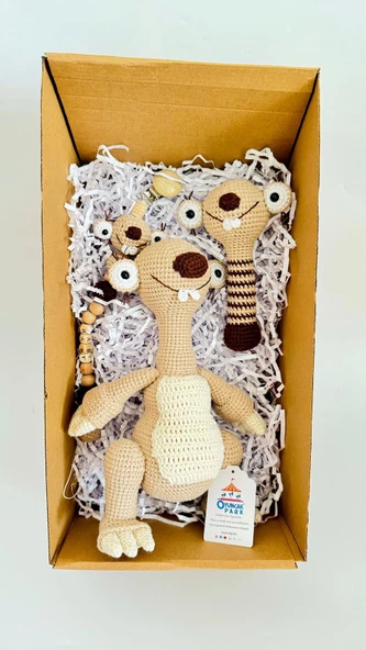 Buz Devri Sid Amigurumi Organik Oyuncak Yeni Doğan Hediye Seti - 3