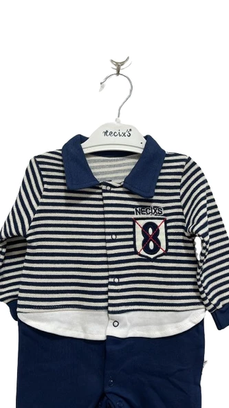 uğurböceğiçocuk Bebek Tulum Çizgili 8 Rakam İşlemeli 233213 - 10