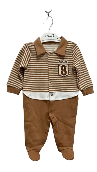 uğurböceğiçocuk Bebek Tulum Çizgili 8 Rakam İşlemeli 233213 - 11