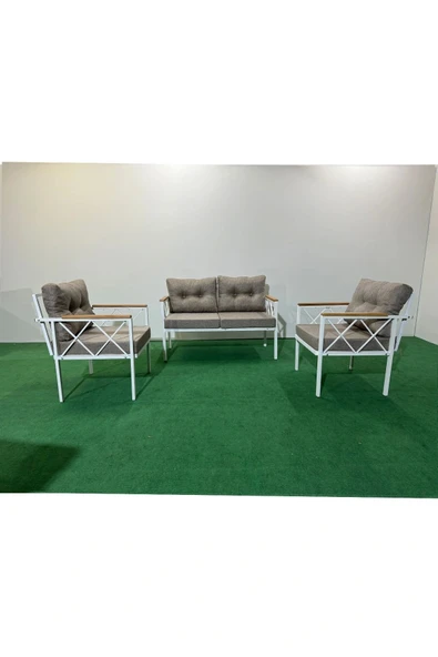 adımshops 2+1+1 Beyaz profil Balkon-bahçe-kafe- Çay Seti-koltuk Takımı-oturma Grubu-ofis Koltuğu - 1