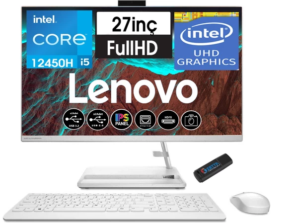 Lenovo Ideacentre 3 Intel Core I5 12450H 32GB 2tb SSD WIN11PRO 27" IPS All In One Bilgisayar AIOF0GJ00P7TR54+ZETTAUSBBELLEK