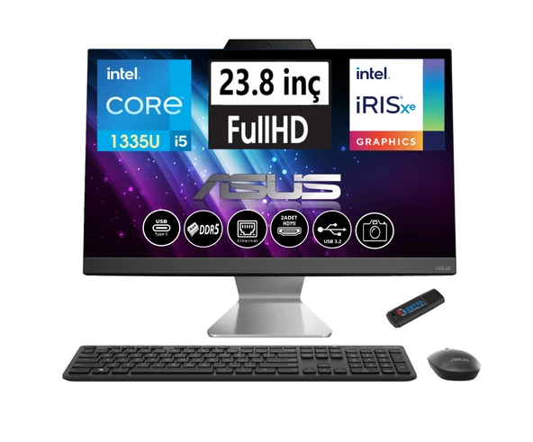 Asus A3402WBAK-I58512B0D Intel I5-1335U  64GB Ddr5 Ram 2tb SSD 23.8 Fhd IPS WINDOWS11HOME All In One Bilgisayar I58512B0D29+ZETTAUSBBELLEK