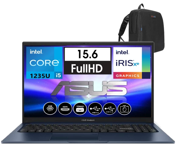 Asus vivobook 15 X1504ZA Intel I5-1235U 8gb 4tb SSD Intel Iris Xᵉ Graphics 15.6" Fhd Freedos Taşınabilir bilgisayar NJ18005+ZETTAÇANTA