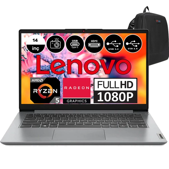 Lenovo Ideapad 1 14ALC7 Amd Ryzen 5 5500U 40GB 4tb SSD 14" Windows 11 Pro Taşınabilir Bilgisayar 82R3007STXP16 + Zetta Çanta