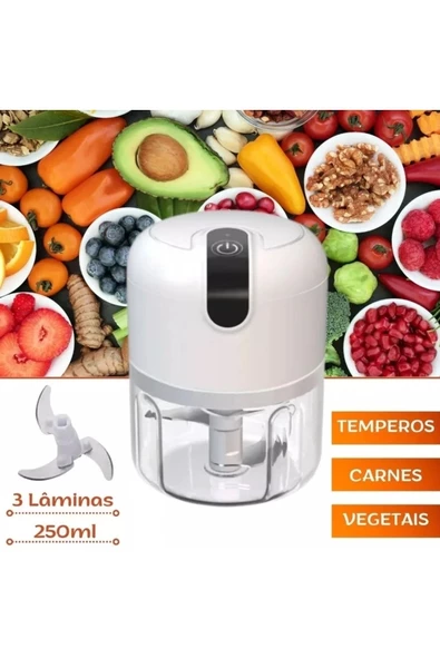 Şarjlı 3 Bıçaklı Pratik Mini El Rondosu 250ml Blender