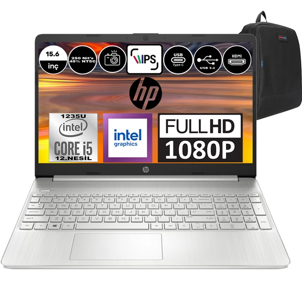 Hp 15S-FQ5026NT Intel Core I5-1235U 32GB 2tb SSD Intel® Iris® Xᵉ Windows 11 Pro 15.6" Fullhd Taşınabilir Bilgisayar A0BH8EAP07 + Zetta Çanta