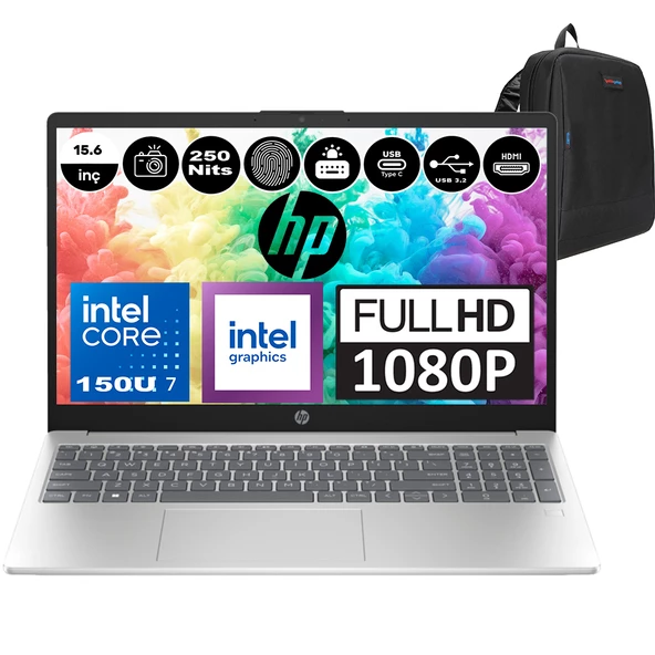 Hp 15-FD1002NT Intel Core 7 150U 64GB 512GB SSD 15.6 Inç Fhd Windows 11 Pro Taşınabilir Bilgisayar 9Y8Y7EAP09 + Zetta Çanta