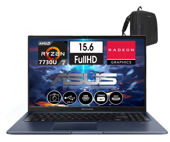 Asus Vivobook M1502YA-BQ180 Ryzen 7 7730U 40GB 256GB SSD 15.6 Fullhd WINDOWS11PRO Taşınabilir Bilgisayar BQ180W16+WEBLEGELSINÇANTA