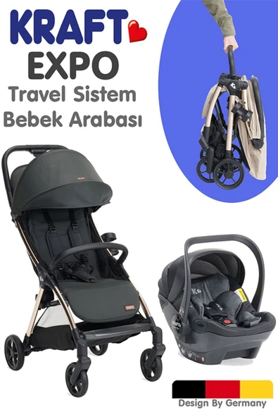 Kraft Expo Travel Sistem Bebek Arabası Siyah Altın