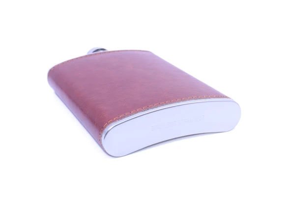 Kahverengi Deri Kaplama Paslanmaz Çelik Cep Matarası - Hip Flask 9 OZ - 5