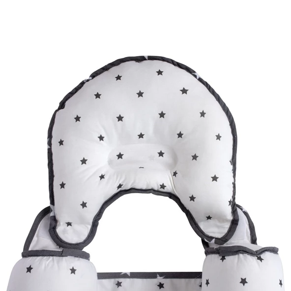 Sevi Bebe Kafa Şekillendirici Yastık & Yan Yatış Yastığı Gri Yıldız - 8