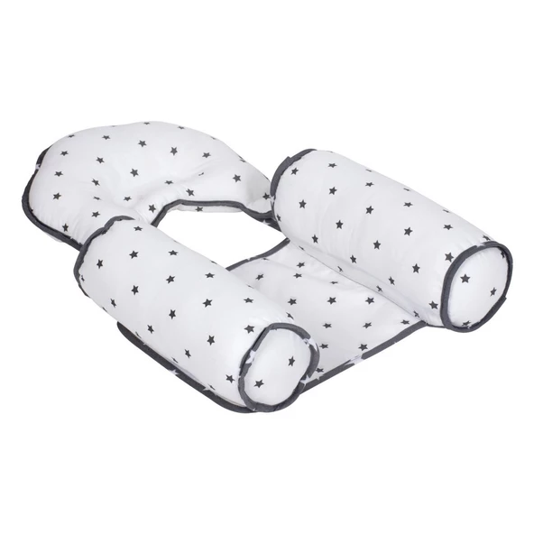 Sevi Bebe Kafa Şekillendirici Yastık & Yan Yatış Yastığı Gri Yıldız - 5