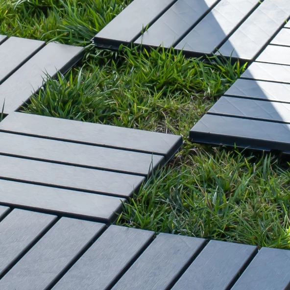 Porsima 1066 Bahçe Balkon Teras Zemin Paspası Banyo Paspası 9lu Dış Mekan Karosu Antrasit - 8