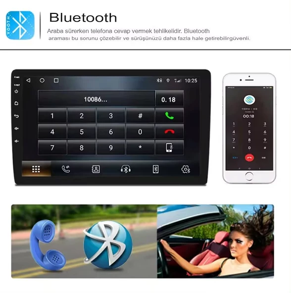 10inç Oto Araba HD Dokunmatik Radyo Teyp Carplay Multimedya  Apple Android Navigasyon Ekran Bluetooth - 4