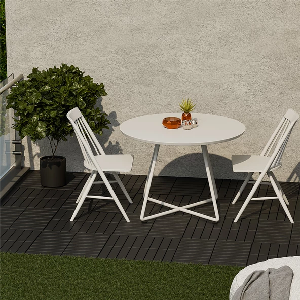 Porsima 1066 Bahçe Balkon Teras Zemin Paspası Banyo Paspası 12li Dış Mekan Karosu Antrasit - 4