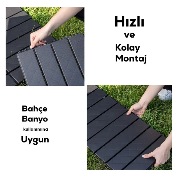 Porsima 1066 Bahçe Balkon Teras Zemin Paspası Banyo Paspası 12li Dış Mekan Karosu Antrasit - 3