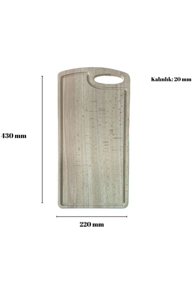 %100 Doğal Gürgen Ağacı Ahşap Kesme ve Sunum Tahtası 43x22 cm - 3