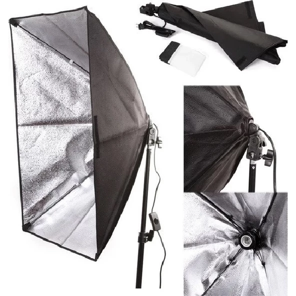 DP 50x70 cm Softbox 2'li Sürekli Işık Seti Youtber Kit Taşıma Çantalı - 2