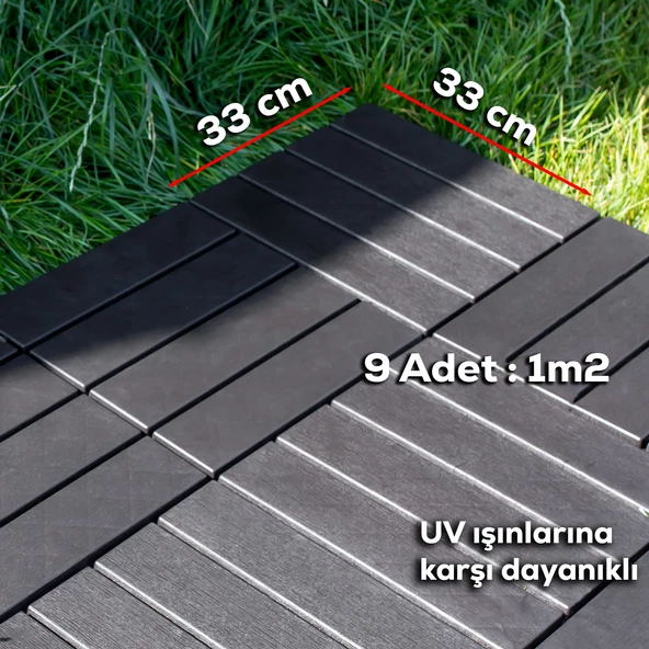 Porsima 1066 Bahçe Balkon Teras Zemin Paspası Banyo Paspası 18li Dış Mekan Karosu Antrasit - 10
