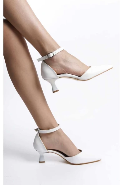 Zlato Kadın Beyaz Alçak Stiletto İnce Topuklu ayakkabı - 3