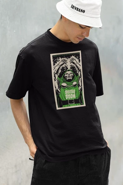 Doctor Doom Marvel Karakter Baskılı Unisex Oversize Tişört