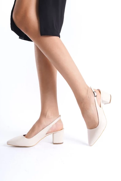 Zlato Kadın Bej Arkası Açık Stiletto Topuklu ayakkabı - 2