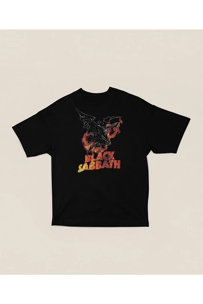 Black Sabbath Müzik Grubu Baskılı Unisex Oversize Tişört