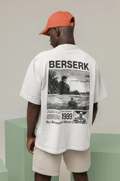 Berserk 1989 Baskılı Unisex Tişört, Oversize Anime Karakter Tişört