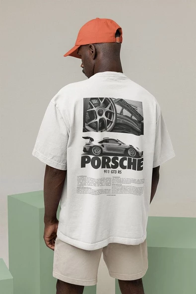 Porsche 911 Özel Tasarım Baskılı Unisex Tişört, Oversize Araba Tişört