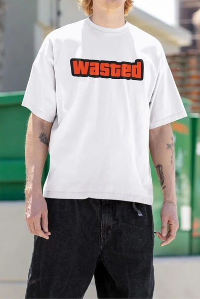 Gta Wasted Yazılı Unisex Oversize Tişört