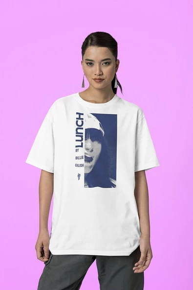 Lunch By Billie Eilish Baskılı Unisex Tişört, Oversize Şarkıcı Tişört