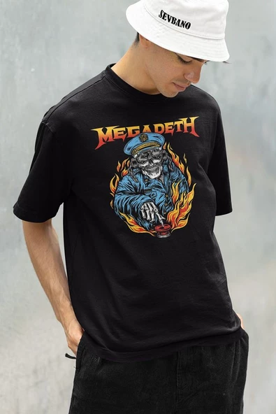 Megadeth Müzik Grubu Baskılı Unisex Oversize Rock Metal Tişört