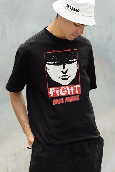 Fight Baki Hanma Baskılı Unisex Oversize Anime Karakter Tişört