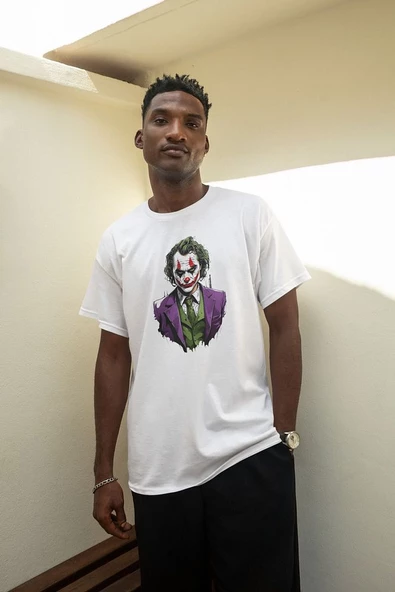 Joker Baskılı Oversize Tişört, Unisex Tişört