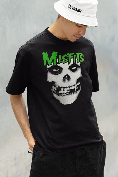 Misfits Müzik Grubu Baskılı Unisex Oversize Tişört