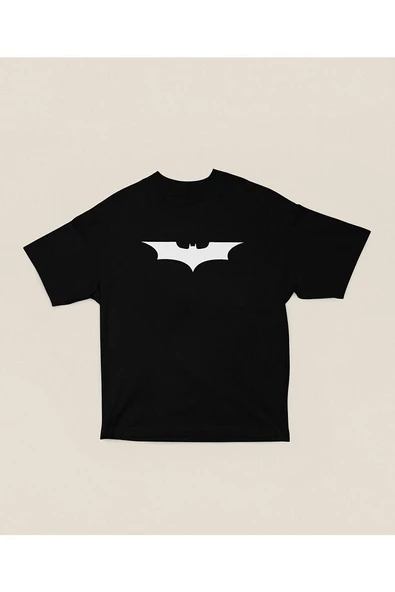 Batman Logo Baskılı Unisex Tişört, Oversize Batman Tişört