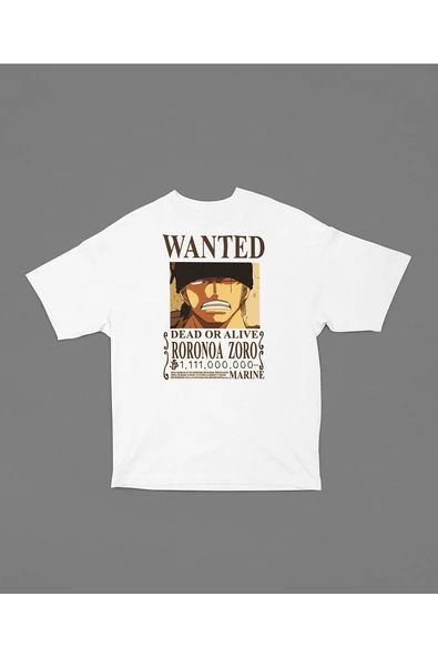 Wanted Roronoa Zoro Unisex Tişört, Oversize Anime Karakter Tişört