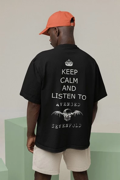 Keep Calm And Listen To Avenged Sevenfold Baskılı Unisex Oversize Rock Metal Tişört