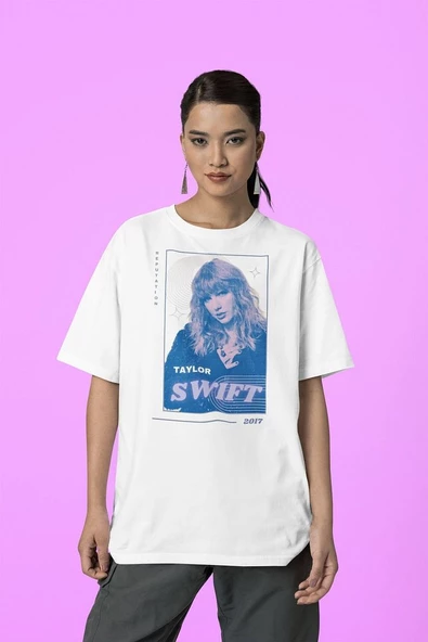 Reputation Şarkıcı Taylor Swift Baskılı Oversize Tişört