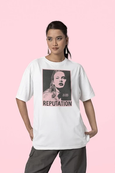 Oh Cause She Is Dead Reputation Baskılı Unisex Oversize Şarkıcı Taylor Swift Tişört