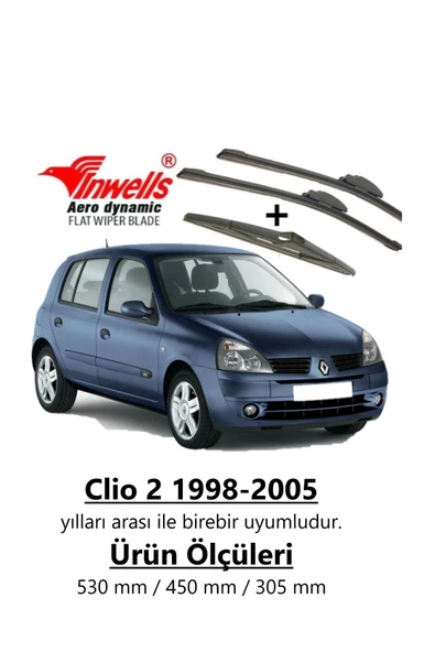 Inwells Renault Clio 2 Ön+Arka Muz Silecek Takımı (1998-2005)