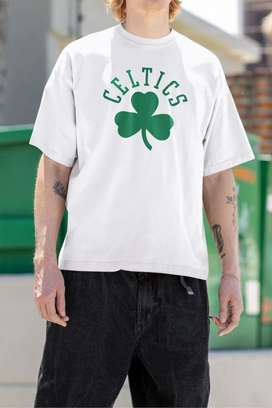 Celtiics Logo Baskılı Unisex Oversize Basketbol Takımı Tişört