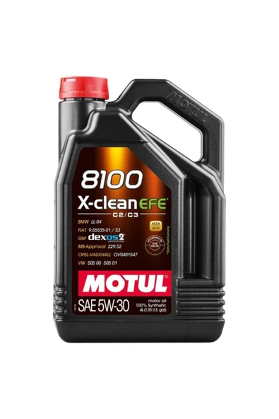 Motul 8100 X-Clean Efe 5W-30 %100 Sentetik Araç Yağ 4 Litre 2022 Üretim