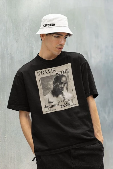 Jacques Rapper Travis Scott Baskılı Unisex Oversize Rap Tişört