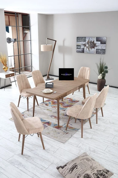 FLORİT MOBİLYA Ares Serisi 80x130 Açılabilir,6 Kişilik Mutfak Masası Takımı,yemek Masası Takımı, Masa Takımı-kapicn - 2