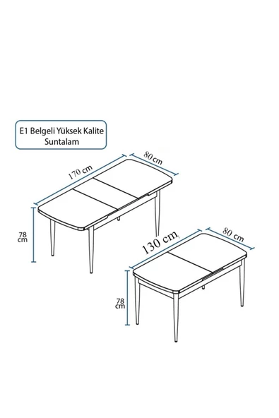 FLORİT MOBİLYA Oya Serisi 80x130 Açılabilir,6 Kişilik Mutfak Masası Takımı, Yemek Masası Takımı, Masa Takımı- Gri - 5