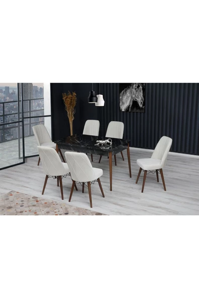 FLORİT MOBİLYA London Serisi Atlantik 80x130 Açılır Yemek Masası , Yemek Masa Takımı