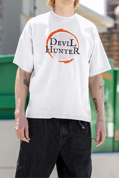 Oversize Devil Hunter Baskılı Unisex Oversize Anime Tişört