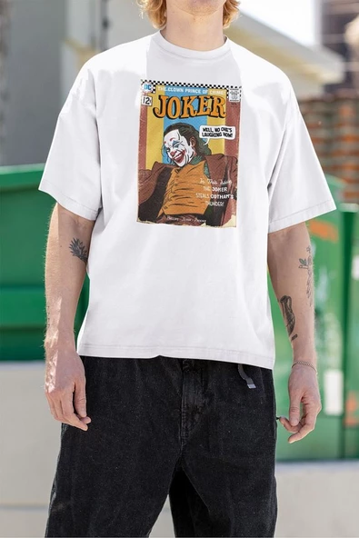 Joker Dergi Kapağı Baskılı Unisex Oversize Tişört