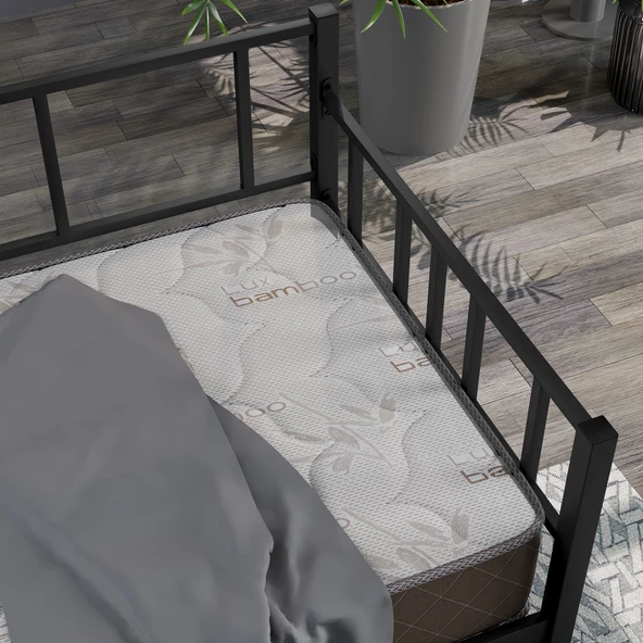 Mobpazar Doruk, Daybed, Metal Karyola, Sedir Karyola, 100X200 cm, Siyah Renk - 4